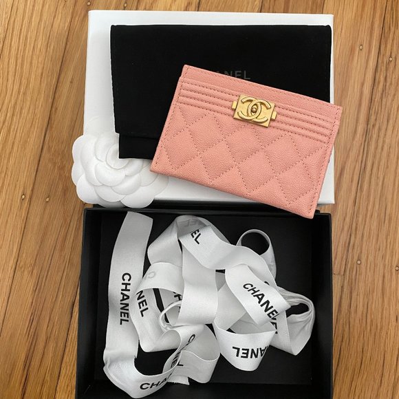 Pink Chanel Boy Card Holder Caviar Quilted - Picture 5 of 5